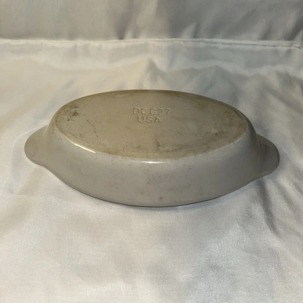 vintage white restaurant ware Dc 627 USA Oval Baking Dish Hall